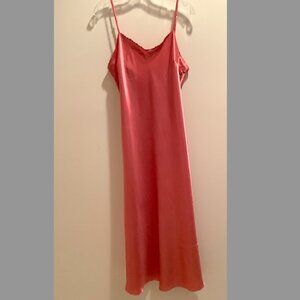 Talbots Intimates salmon satin maxi nightgown, Size L, 100% polyester